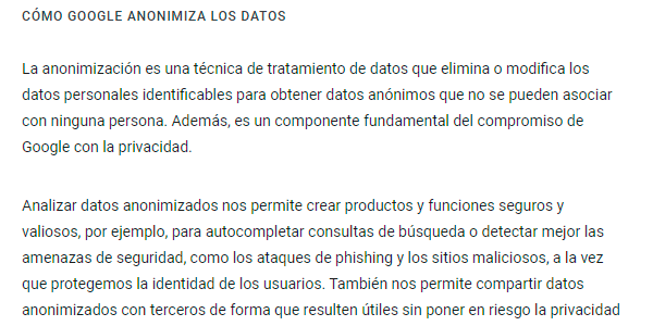 Uso de datos anónimos ga4