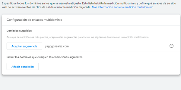 Multidominio GA4 desactivado