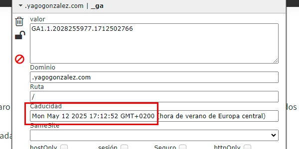 Expiración de cookies de GA4