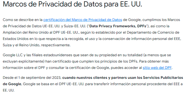 Google Analytics cumple con los marcos para la transferencia de datos entre la UE y EE.UU.