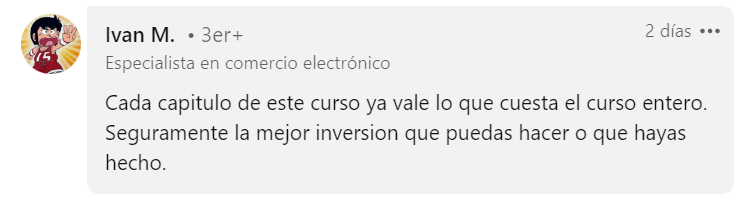 Curso email marketing para ecommerce - opinión 1