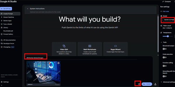 Setting up AI Studio before entering the prompt