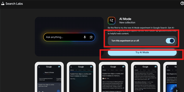 Access Google's AI Mode