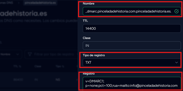 Oppretting av DNS-posten for DMARC