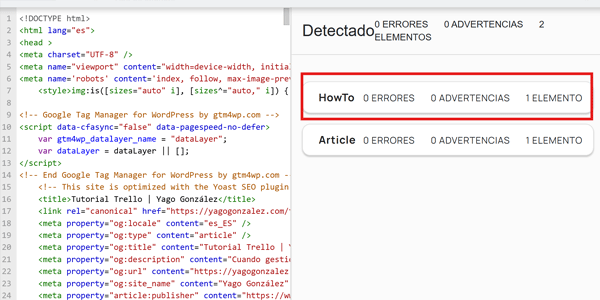 Validate the schema markup