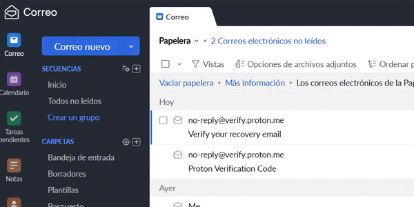 Webmail gratuito do Zoho