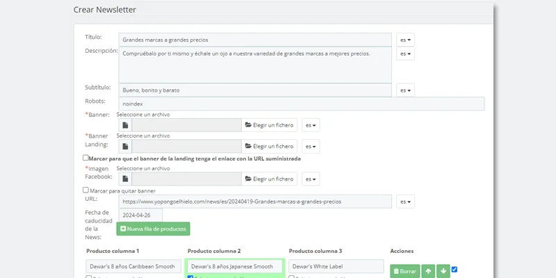 Automation of campaign creation from a URL