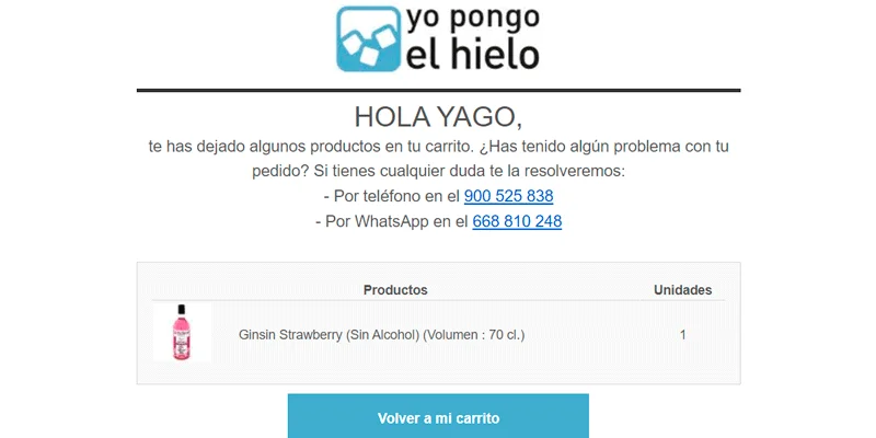 Personalizzazione di email di carrello abbandonato