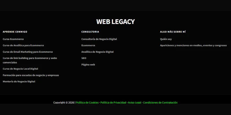 La web legacy es accesible desde el footer