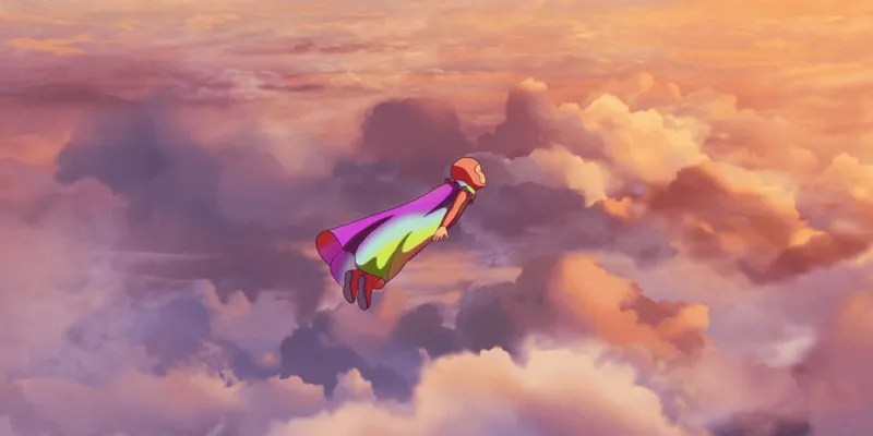 Arco, the protagonist, flying